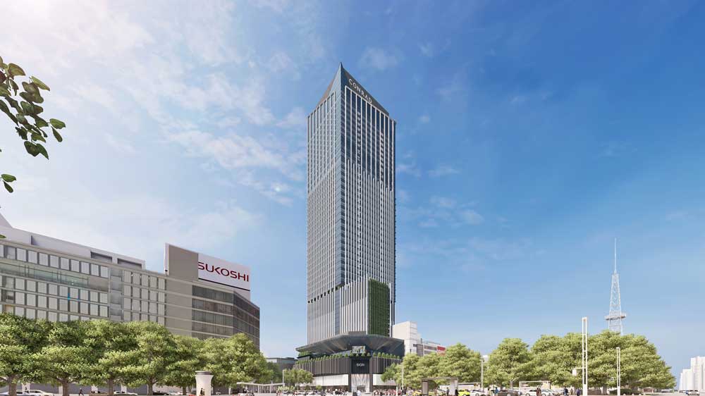 コンラッド名古屋が入る予定の名古屋の栄地区、錦三丁目に建設される 41階建ての複合ビル