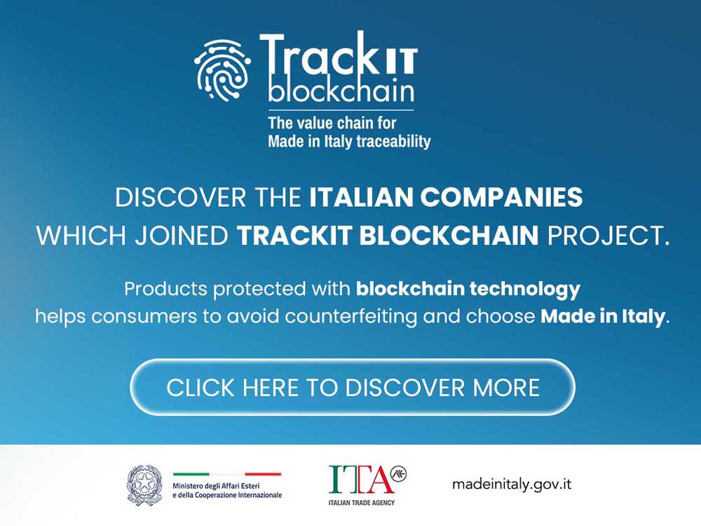 イタリア貿易振興機構（ITA） 100％Made in Italyの情報をTrackIT ブロックチェーンで確認し本物志向のマーケットを広げよう