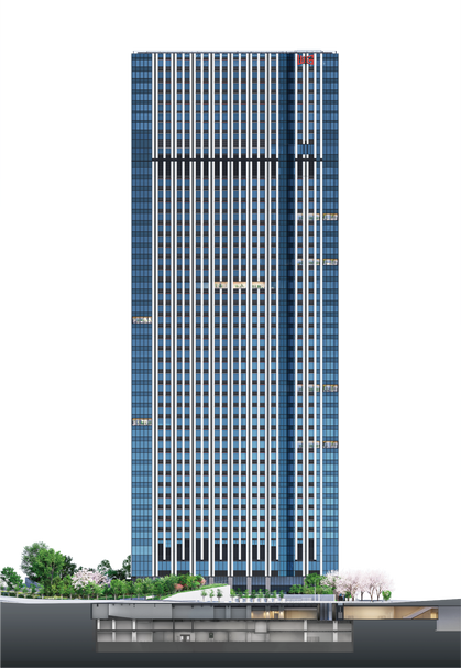 地上43階、地下3階建て「東京ワールドゲート赤坂」イメージ